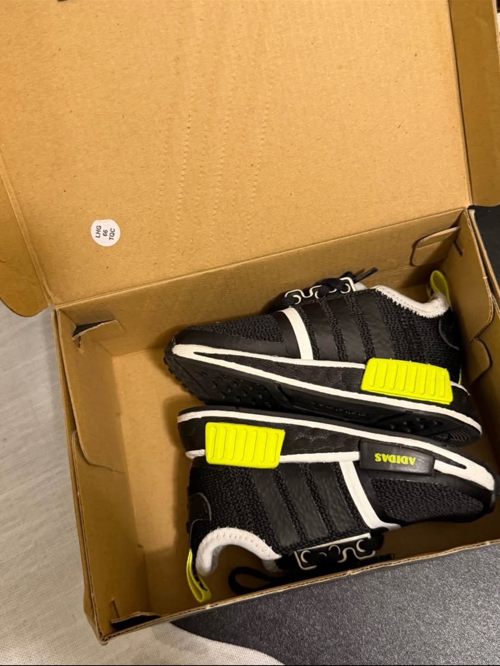 adidas Kids Black & Neon Yellow Athletic Sneakers